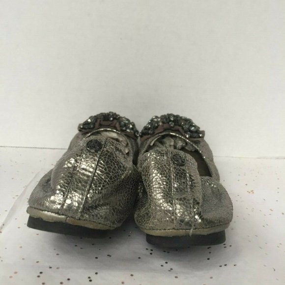 Tory Burch Azalea Silver Bow Flats - 9.5 - Picture 5 of 8